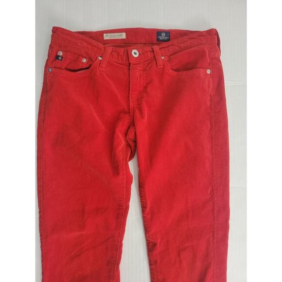 Adriano Goldschmid Jeans Sz 26 The Stevie Slim Straight Red Corduroy AG - Picture 3 of 11